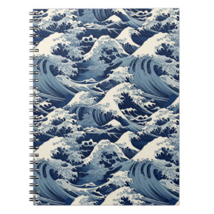Ephemische Wappen: Hokusai Waves remaged Notizblock