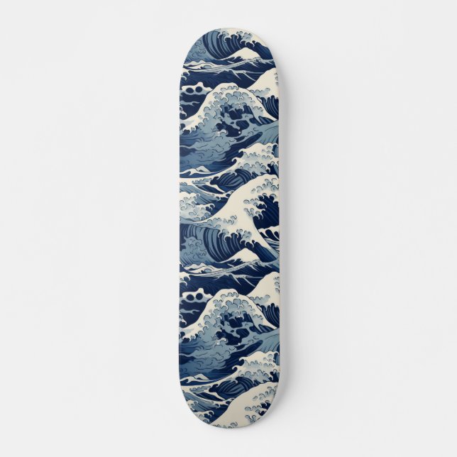 Ephemische Wappen: Hokusai Waves remaged Skateboard (Vorne)