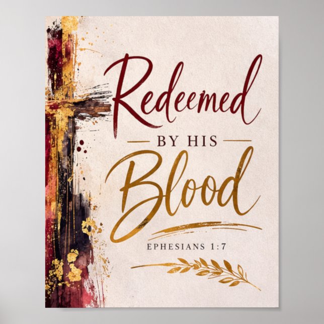 Epheser 1:7 Erlöst durch sein Blut Christlich Poster (Vorne)