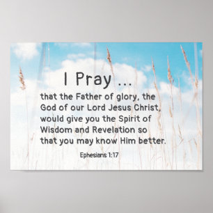 Ephesianer 1:17 Bibelgebet für die Weisheitsoffenb Poster