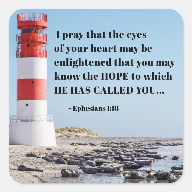 Ephesianer 1:18 Ich bete, ihr könnt die Hoffnung k Quadratischer Aufkleber (Vorderseite)