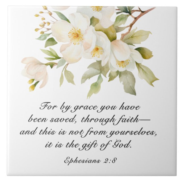Ephesianer 2:8 Grace Sie wurden gerettet Bibel Fliese (Vorderseite)