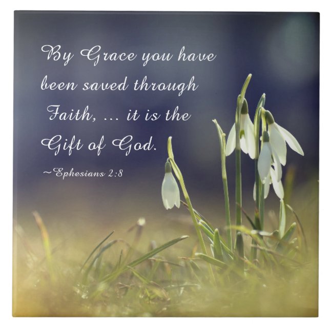 Ephesianer 2:8 von Grace Sie wurden Gerettet Bibel Fliese (Vorderseite)