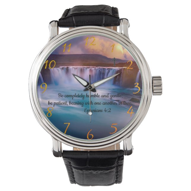 Ephesianer 4:2 Christliches Gebet des Glaubens Armbanduhr (Vorderseite)