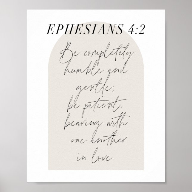 Ephesianer. 4:2 Minimaler Boho Beige Arch Poster (Vorne)