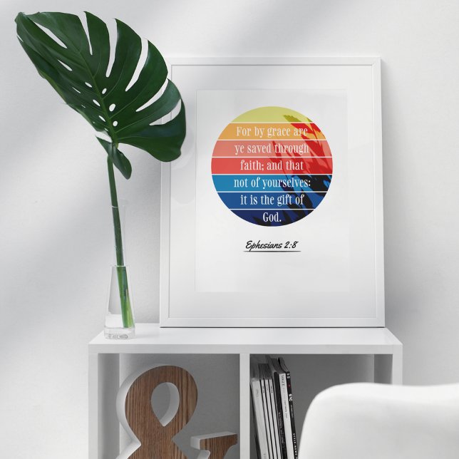 Ephesians 2:8 KJV Multicolor Poster (Von Creator hochgeladen)