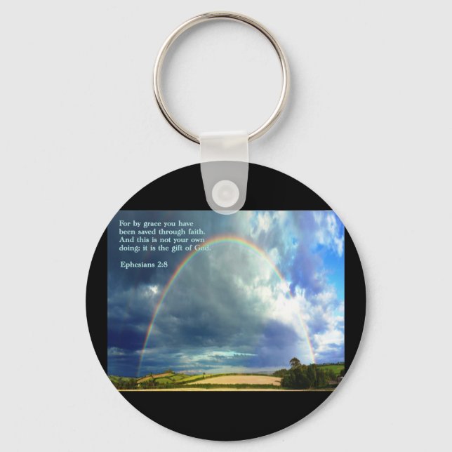 Ephesians 2:8 Regenbogen Schlüsselanhänger (Vorderseite)
