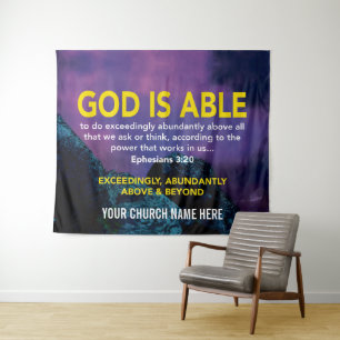 Ephesians 3:20 GOTT IST EINE BARE Kirche Wandteppich