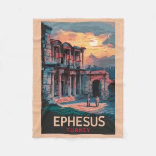 Ephesus Bibliothek von Celsus Reise Kunst Vintage Fleecedecke