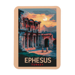 Ephesus Bibliothek von Celsus Reise Kunst Vintage Magnet