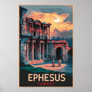 Ephesus Bibliothek von Celsus Reise Kunst Vintage Poster