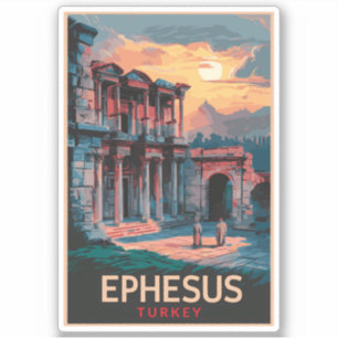 Ephesus Library of Celsus Travel Art Vintag Aufkleber