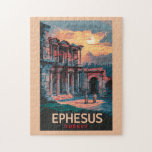 Ephesus Library of Celsus Travel Art Vintag Puzzle<br><div class="desc">Ephesus im Stil der Vektorkunst. Ephesus ist eine antike Stadt in der zentralen ägäischen Region der Türkei,  nahe dem heutigen Selçuk. Seine Ausgrabungen spiegeln Jahrhunderte der Geschichte wider,  vom klassischen Griechenland bis zum Römischen Reich.</div>