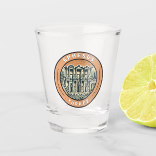Ephesus Turkey Illustration Travel Art Abzeichen Schnapsglas