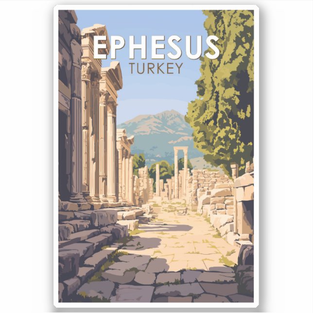 Ephesus Turkey Reisen Art Vintag Aufkleber (Vorderseite)