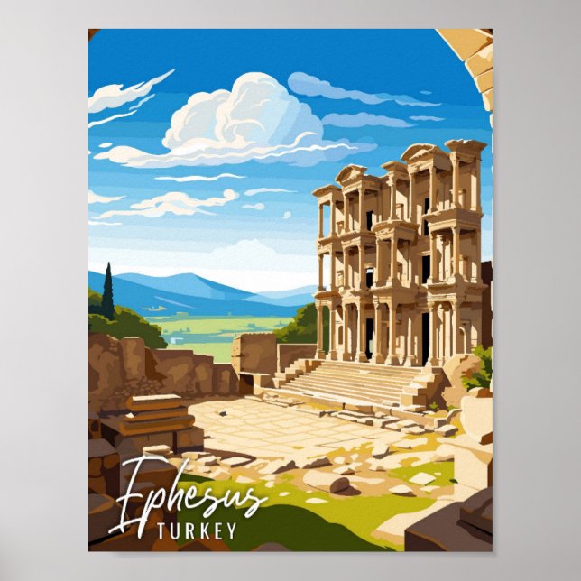 Ephesus Turkey Vintage Illustration Poster (Vorne)