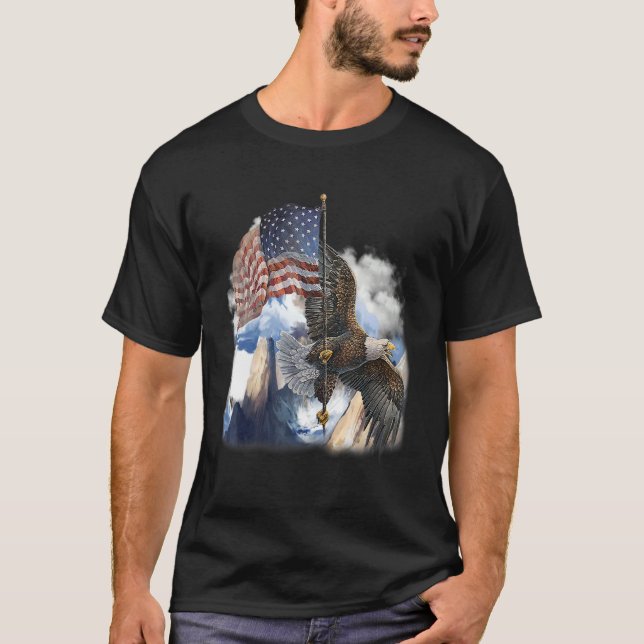 Epic American Eagle Swea 4. Juli USA Flag Mounta T-Shirt (Vorderseite)