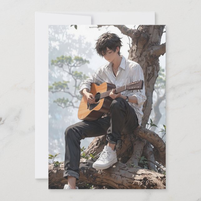 Epic Anime Guitarist Birthday Invitation - Customi Einladung (Vorderseite)