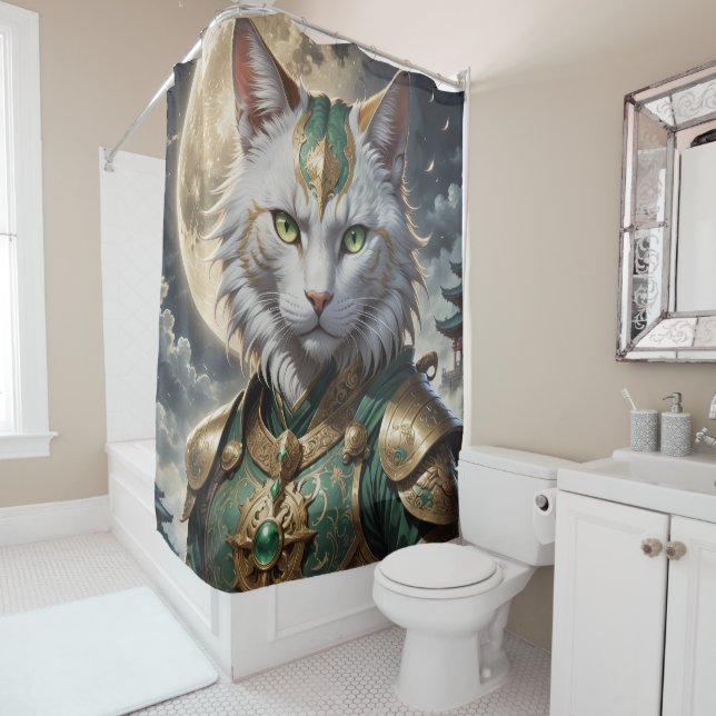 Epic Armored Cat Warrior Duschvorhang (Beispiel)