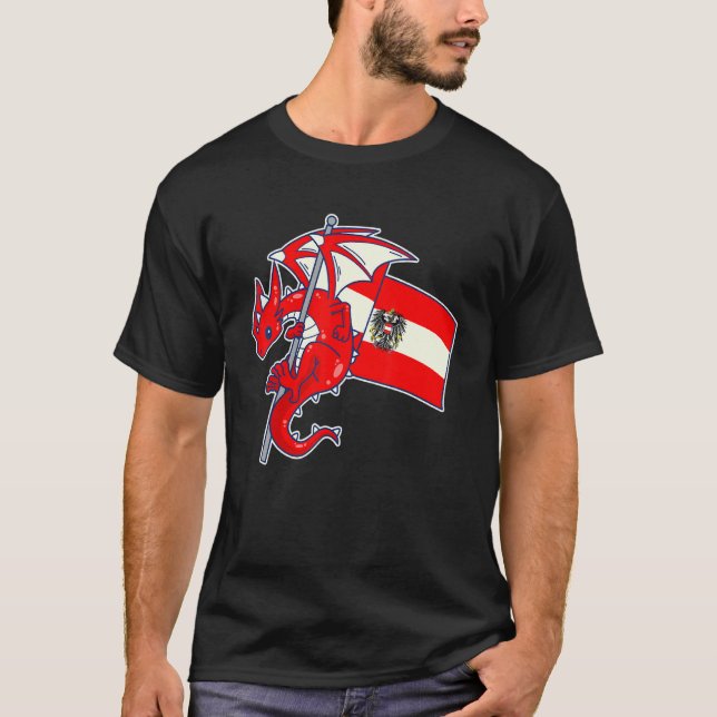 Epic Austrian Dragon  Proud Austria Flag T-Shirt (Vorderseite)