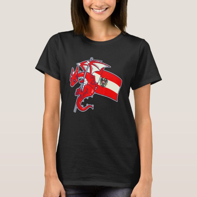 Epic Austrian Dragon  Proud Austria Flag T-Shirt (Vorderseite)