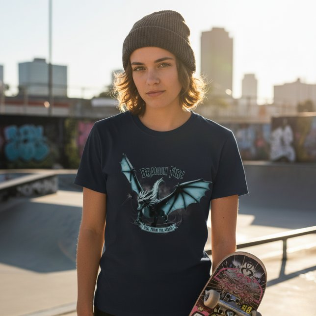 Epic Blue Dragon - Rise From The Ashes Fantasy T-Shirt (Von Creator hochgeladen)