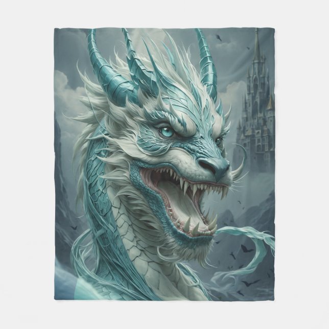 Epic Blue Storm Dragon Fleecedecke (Vorderseite)