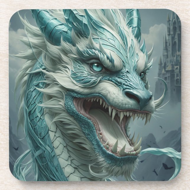 Epic Blue Storm Dragon Getränkeuntersetzer (Vorderseite)