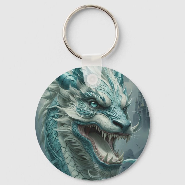 Epic Blue Storm Dragon Schlüsselanhänger (Vorderseite)