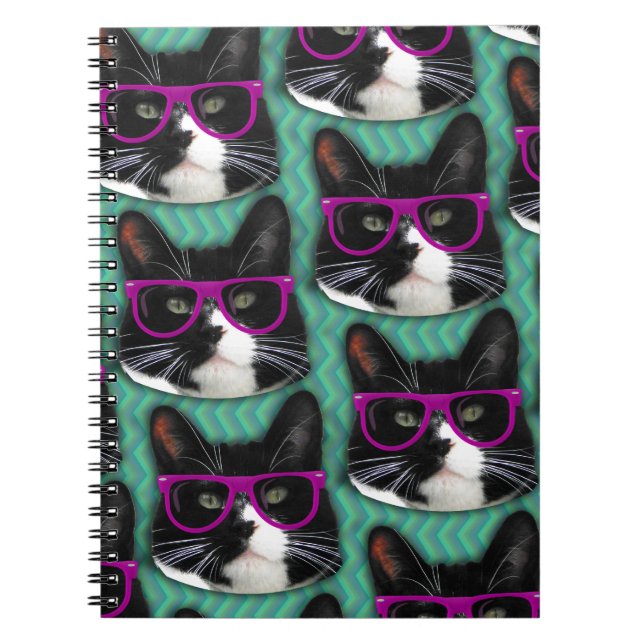 Epic Cat with Glasses Foto Pattern Art Notizblock (Vorderseite)