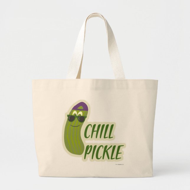 Epic Chill Pickle Funny Cartoon Veggie Charakter Jumbo Stoffbeutel (Vorne)
