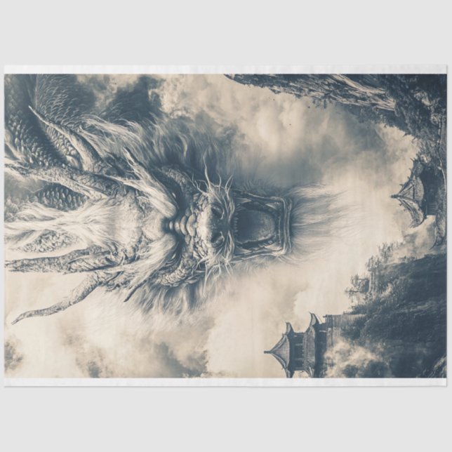 Epic Chinese Dragon Illustration Decoupage Seidenpapier (Vorderseite)