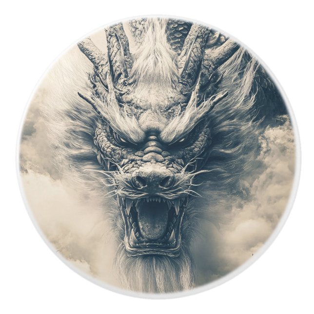 Epic Chinese Dragon Illustration Keramikknauf (Vorderseite)