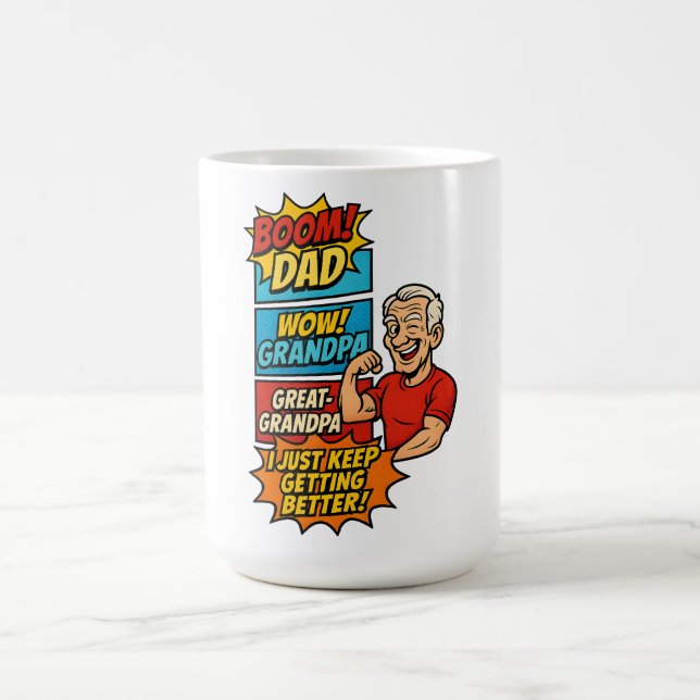 Epic Custom Vater→Grandpa→Great-Grandpa Comic Gift Kaffeetasse (Mittel)