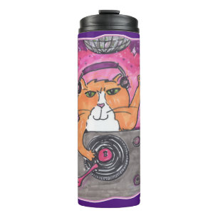 Epic DJ Cat Marker Art Illustration Cartoon Thermosbecher