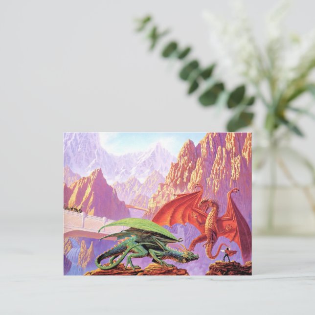Epic Dragon Fight Postcard - Mythische Schlachtkun Postkarte (Stehend Vorderseite)