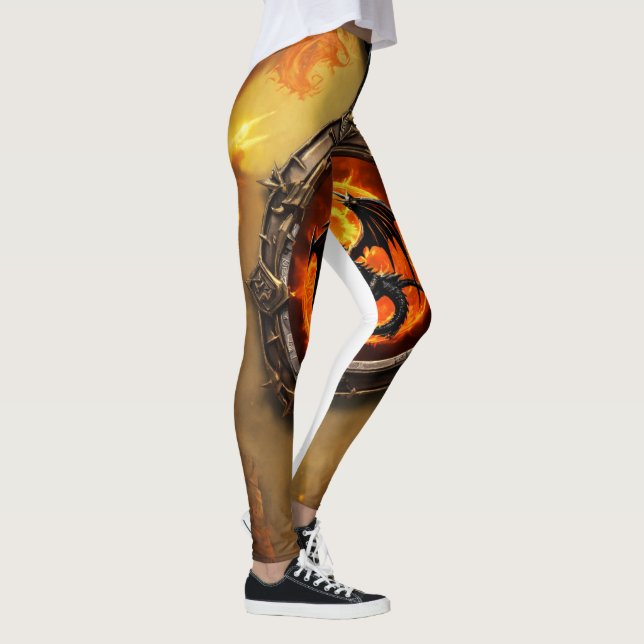 "Epic Dragon Flame Pendant Leggings - Ignorieren S (Rechts)