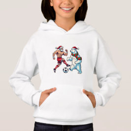 Epic Duel: Santa Claus vs. Polar Bear on the Socce Hoodie
