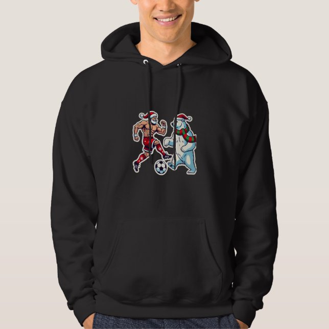 Epic Duel: Santa Claus vs. Polar Bear on the Socce Hoodie (Vorderseite)