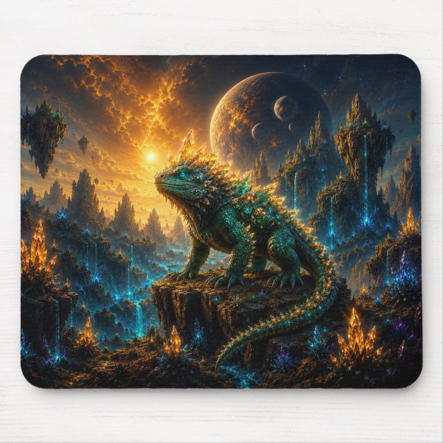 Epic Emerald & Gold Alien Lizard Mouse Pad Mousepad (Vorne)