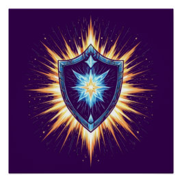 Epic Fantasy Shield with Radiant Energy Burst – Ma Poster