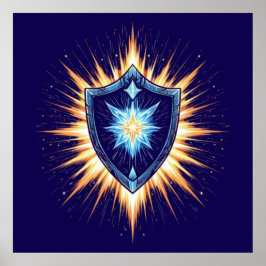 Epic Fantasy Shield with Radiant Energy Burst – Ma Poster