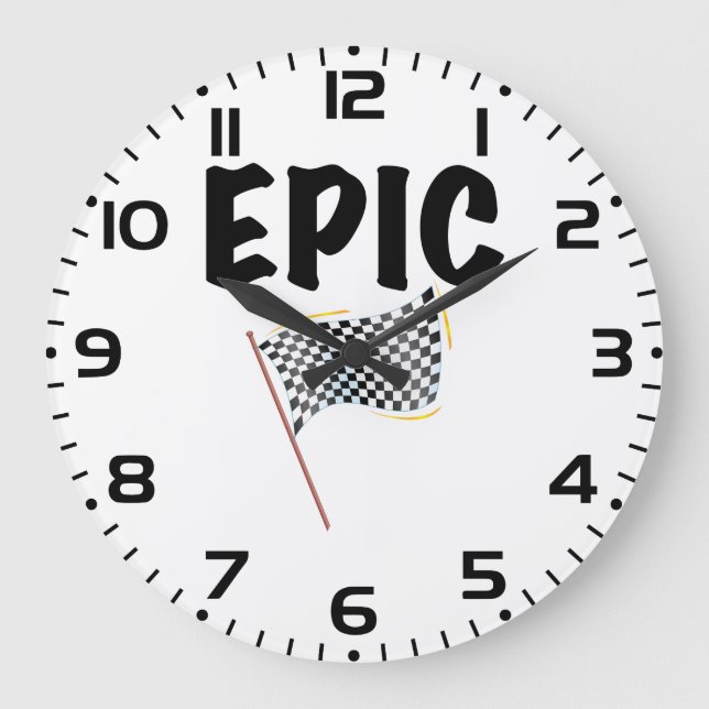 Epic Finish Line Checkered Racing Flag Große Wanduhr (Vorderseite)