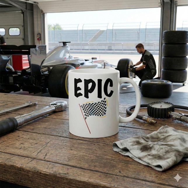 Epic Finish Line Checkered Racing Flag Kaffeetasse (Von Creator hochgeladen)
