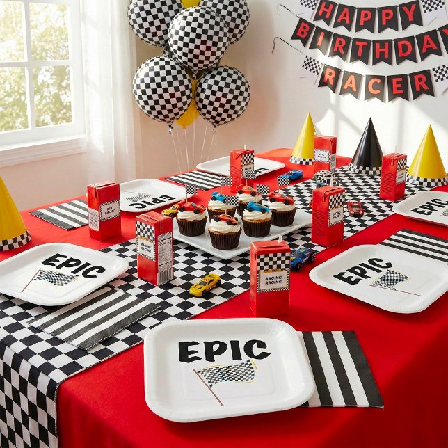 Epic Finish Line Checkered Racing Flag Pappteller (Von Creator hochgeladen)
