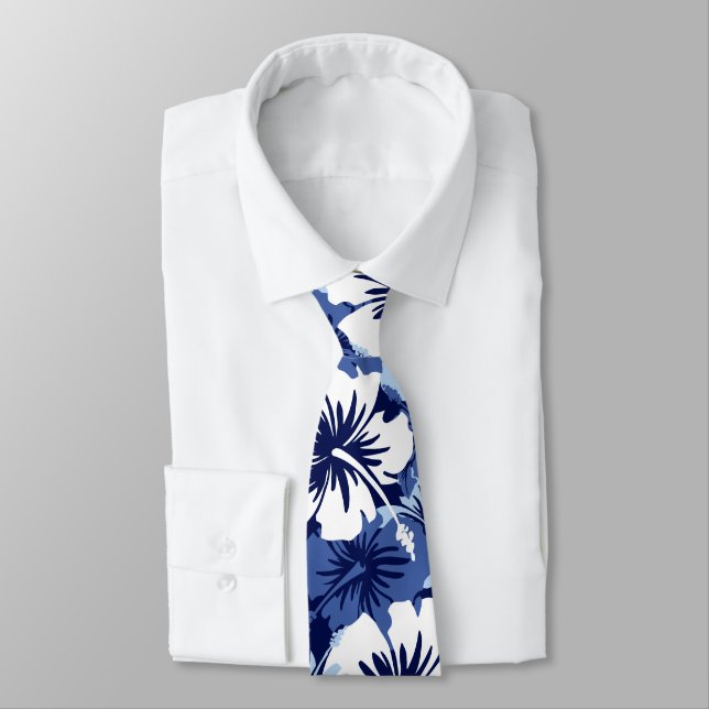 Epic Floral Hibiskus Hawaiian Necktie Krawatte (Gebunden)