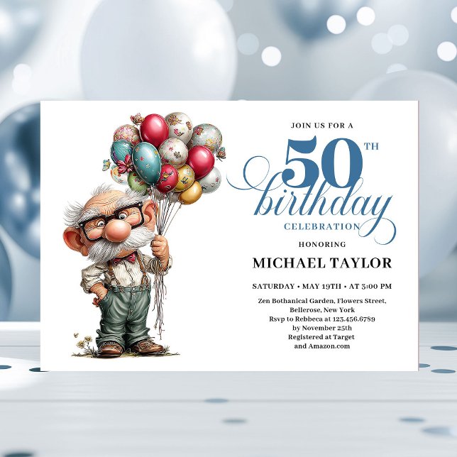 Epic Funny Man 50th Bash Whimsical Party Invite Einladung (Epic Funny Man 50th Bash Whimsical Party Invite)