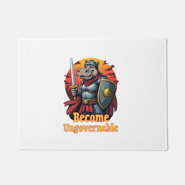 Epic Gladiator Warrior Moo Deng Hippo wird Ungov Fußmatte (Vorderseite)