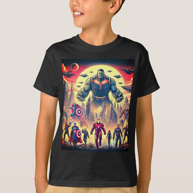 "Epic Heroes vs. Alien Invaders Battle T - Shirt" T-Shirt (Vorderseite)