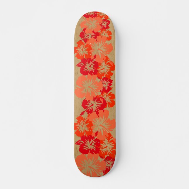 Epic Hibiskus Hawaiian Floral Aloha Imitate Holz Skateboard (Vorne)